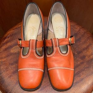 Vintage Block Heel Pumps Square Toe Maryjane Boho